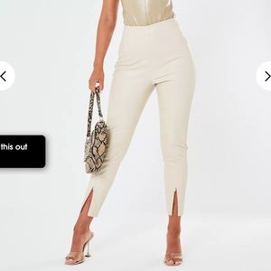 Premium cream faux leather pants